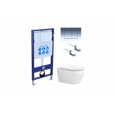 Комплект инсталляции с подвесным унитазом AQUATEK с сиденьем и кнопкой SET AQUATEK ЛЕЯ-010 4в1